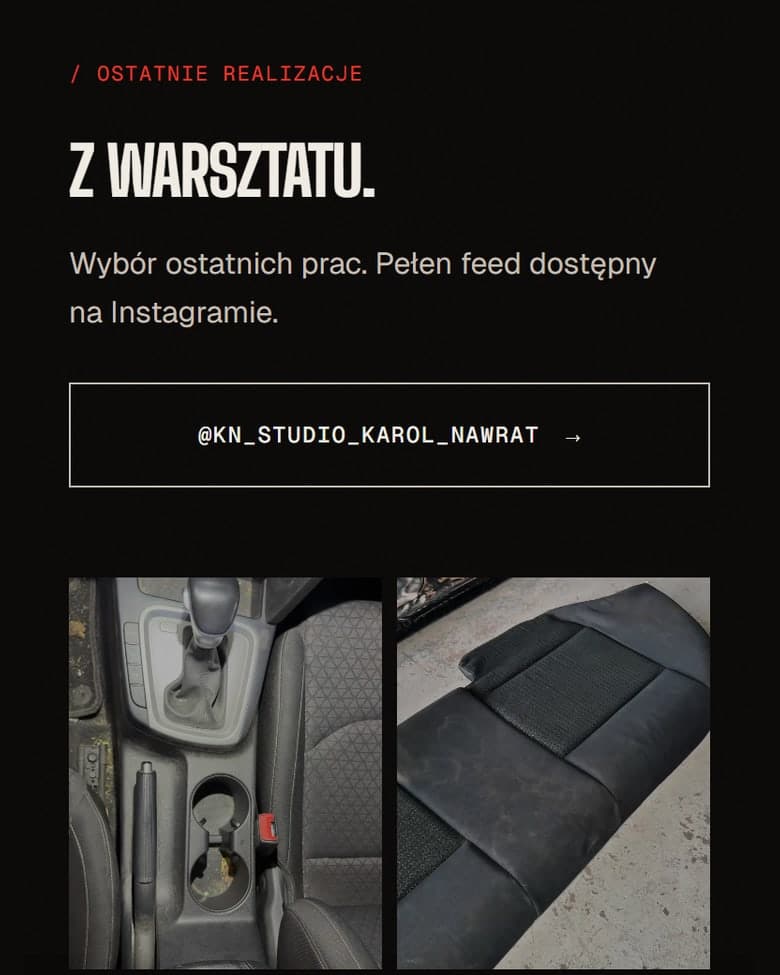 De website van KN Studio op een telefoon: Instagram-feed